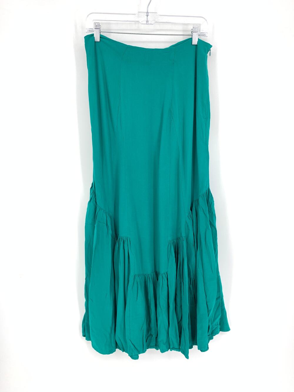 Y2K WDNY Maxi Skirt Women's Size Medium Teal Fairycore Pleated Hem